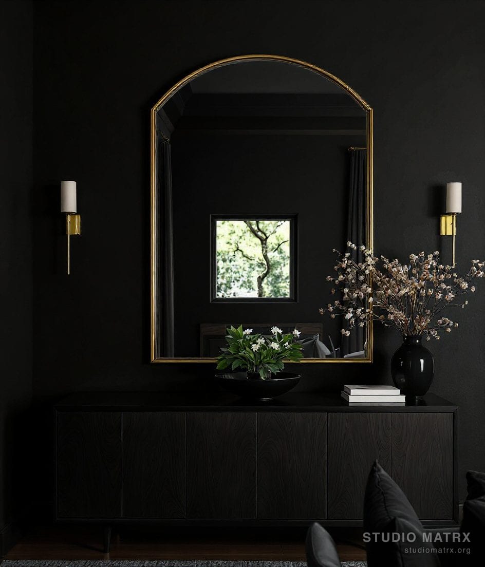 Dining Room Mirror Wall Decor — Charcoal & Gold