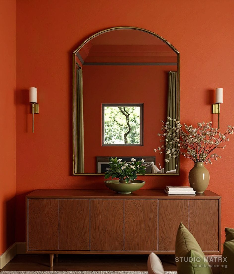 Dining Room Mirror Wall Decor — Terracotta & Olive