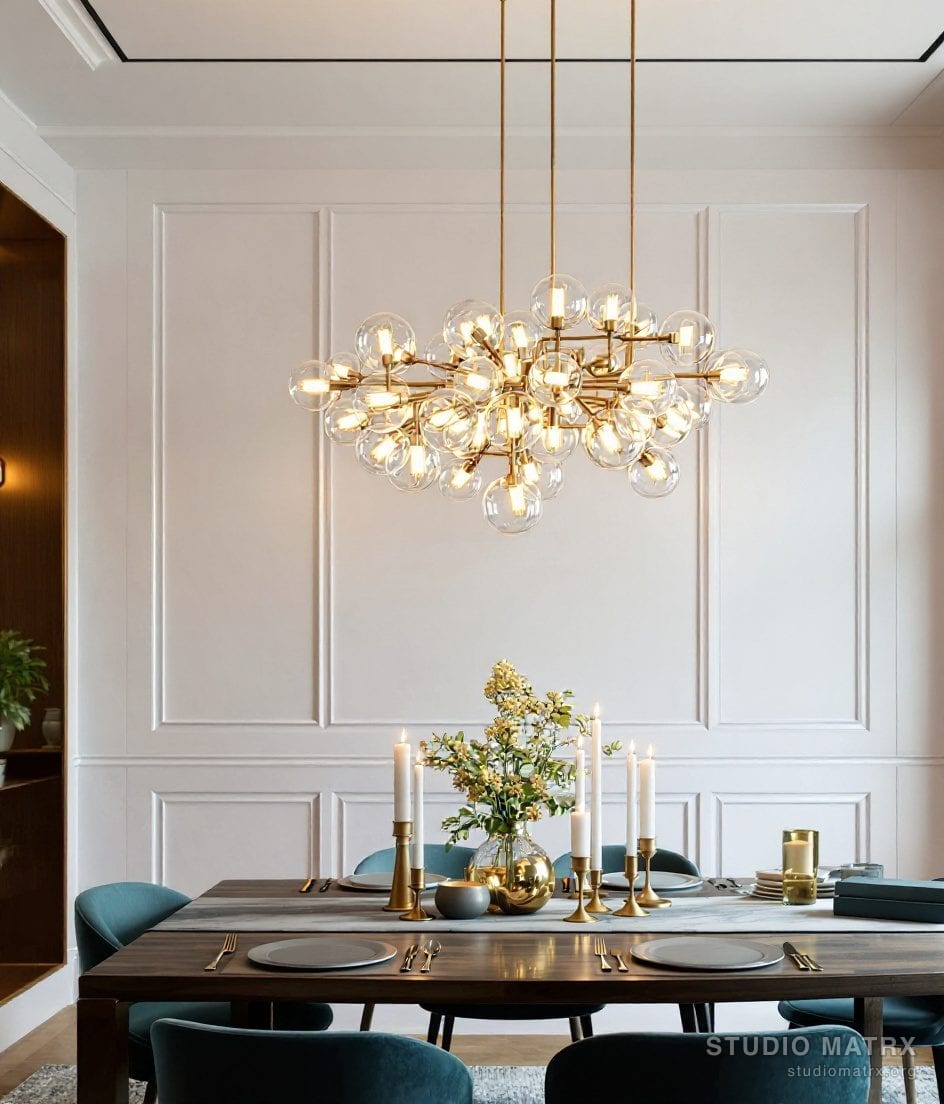 Dining Room Statement Chandelier — Blue & Ivory