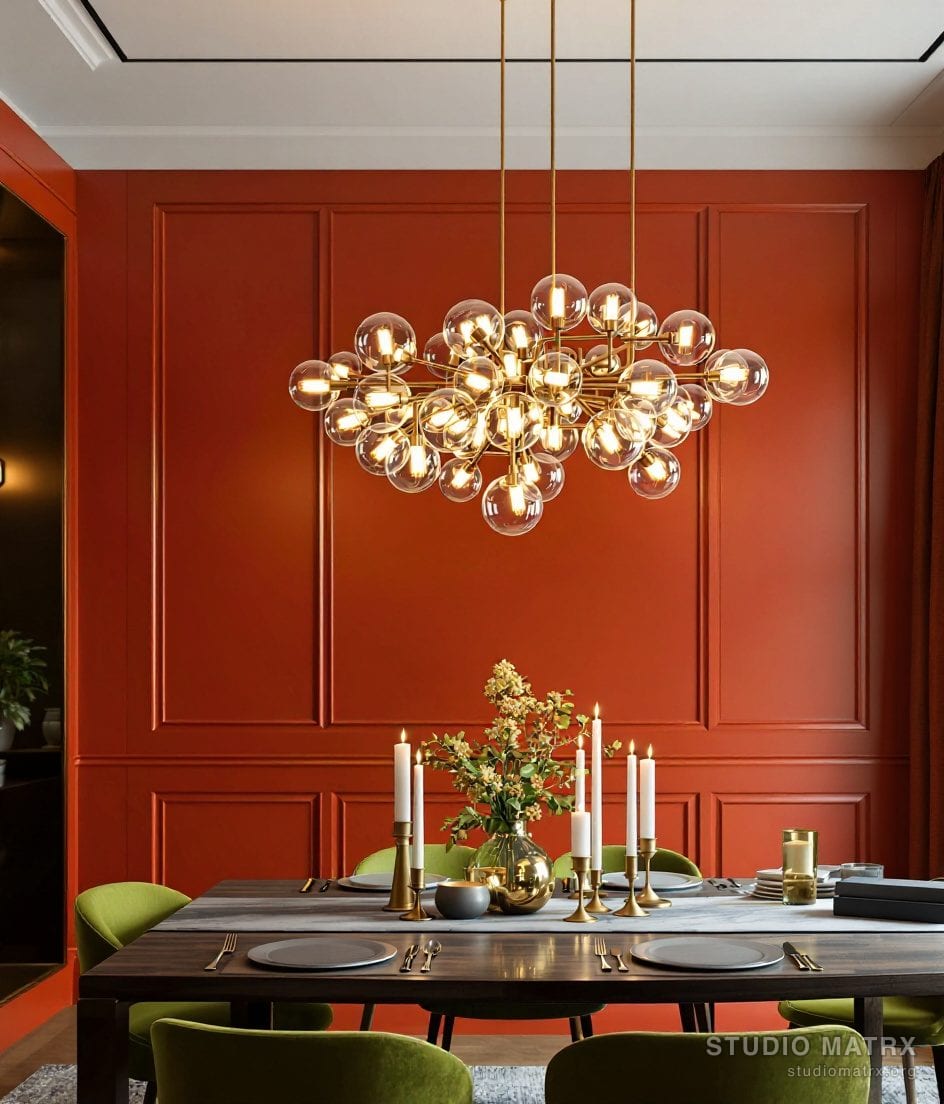 Dining Room Statement Chandelier — Terracotta & Olive