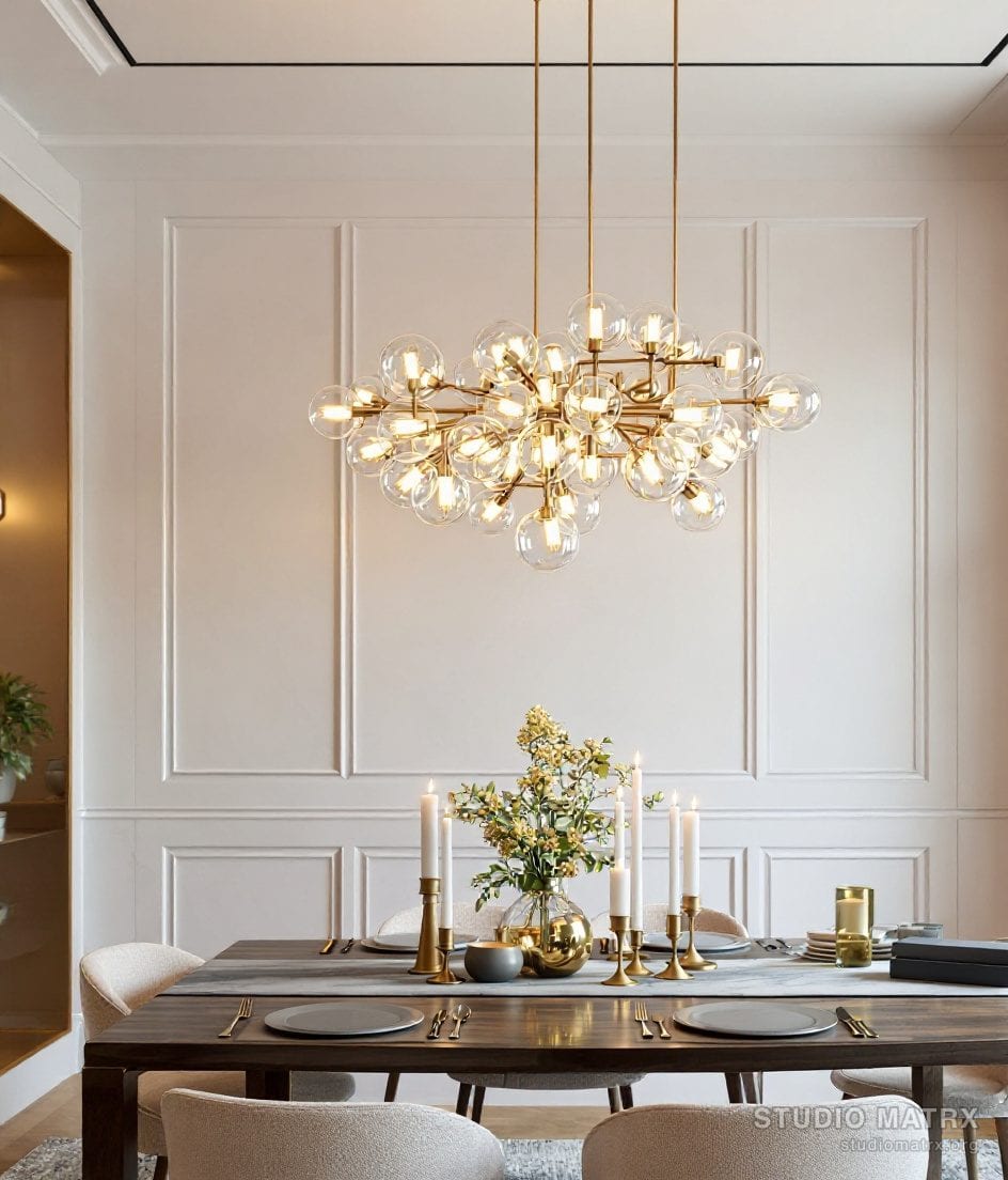 Dining Room Statement Chandelier — Warm Neutral