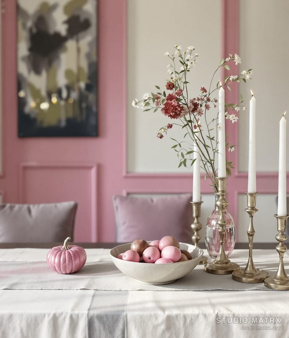 Dining Table Centerpiece Styling — Blush & Sage