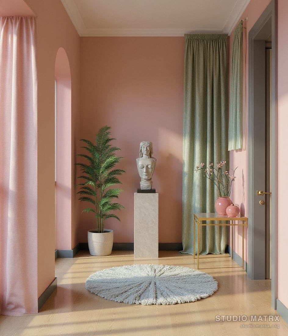 Foyer Sculpture Pedestal Display — Blush & Sage