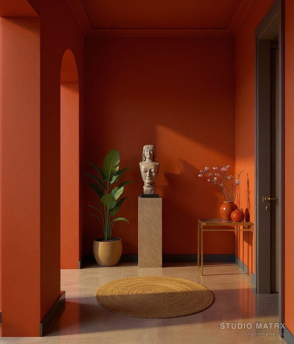 Foyer Sculpture Pedestal Display — Terracotta & Olive