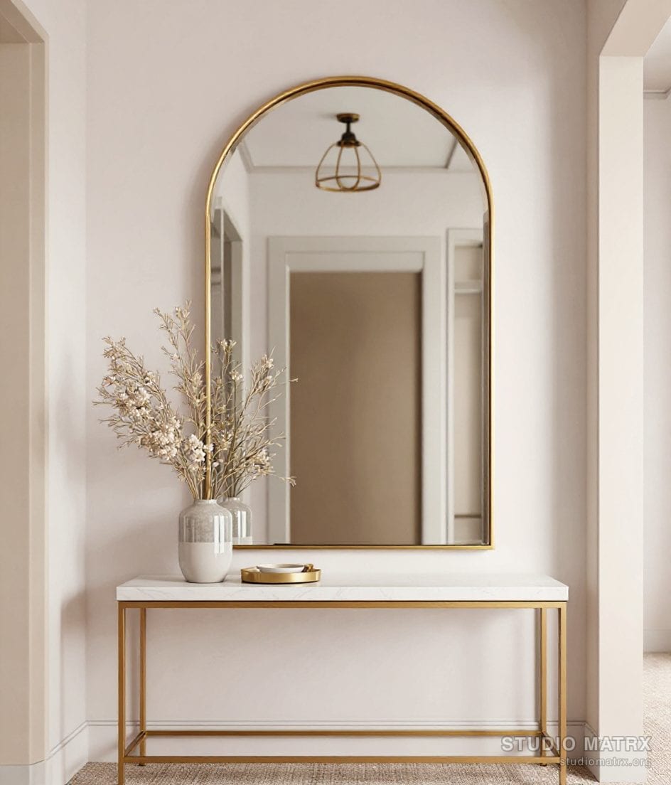 Foyer Statement Mirror Decor — Warm Neutral