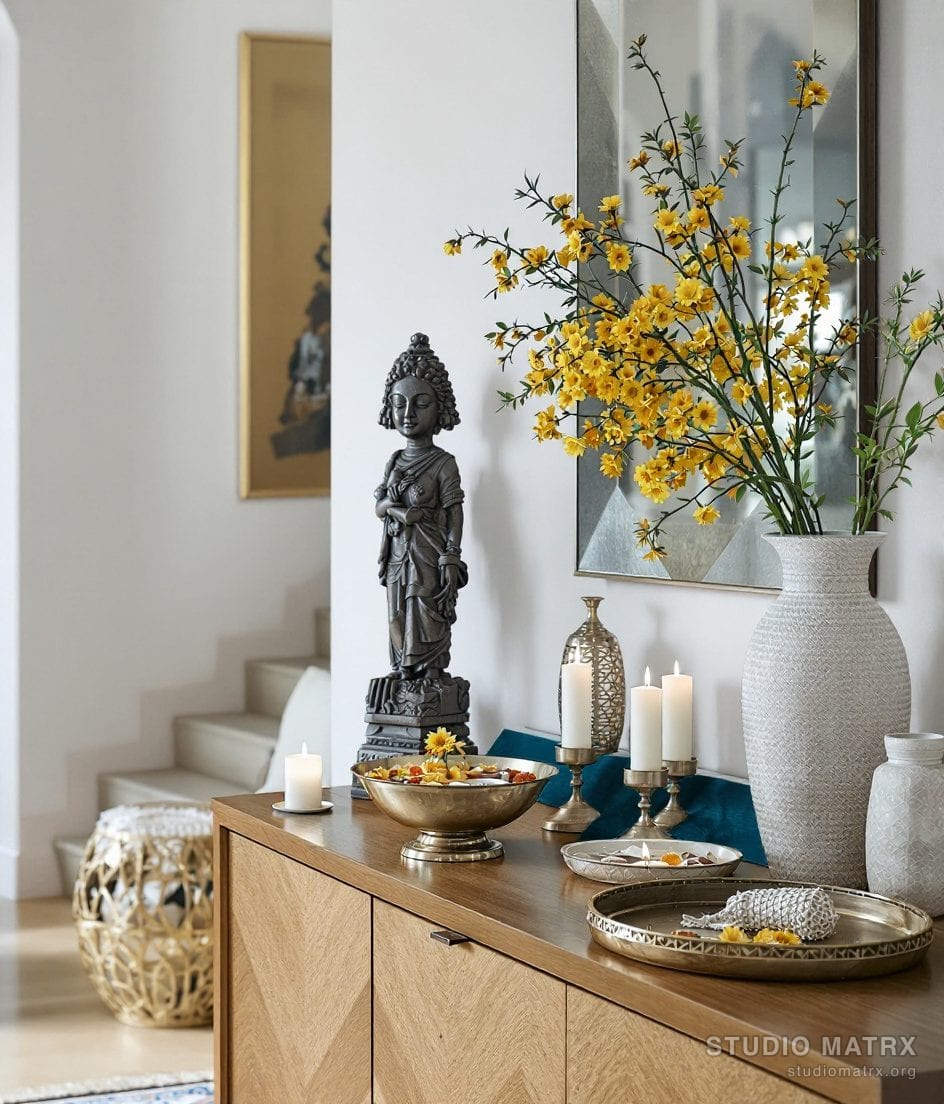 Foyer Traditional Welcome Decor — Blue & Ivory