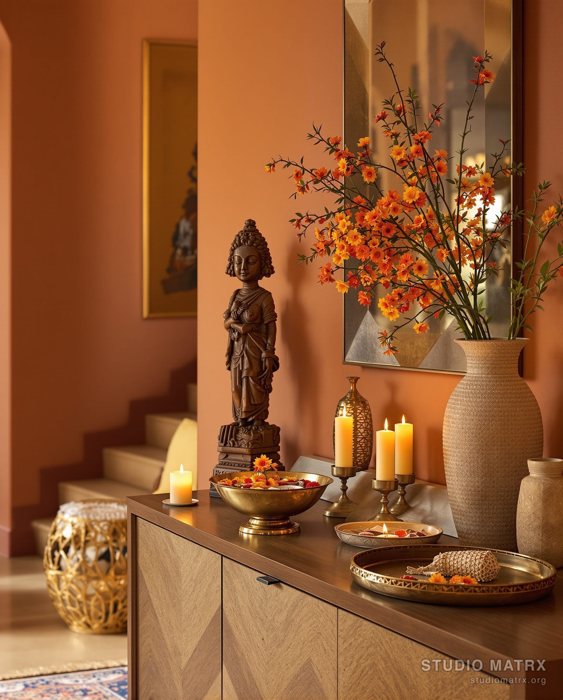 Foyer Traditional Welcome Decor — Terracotta & Olive