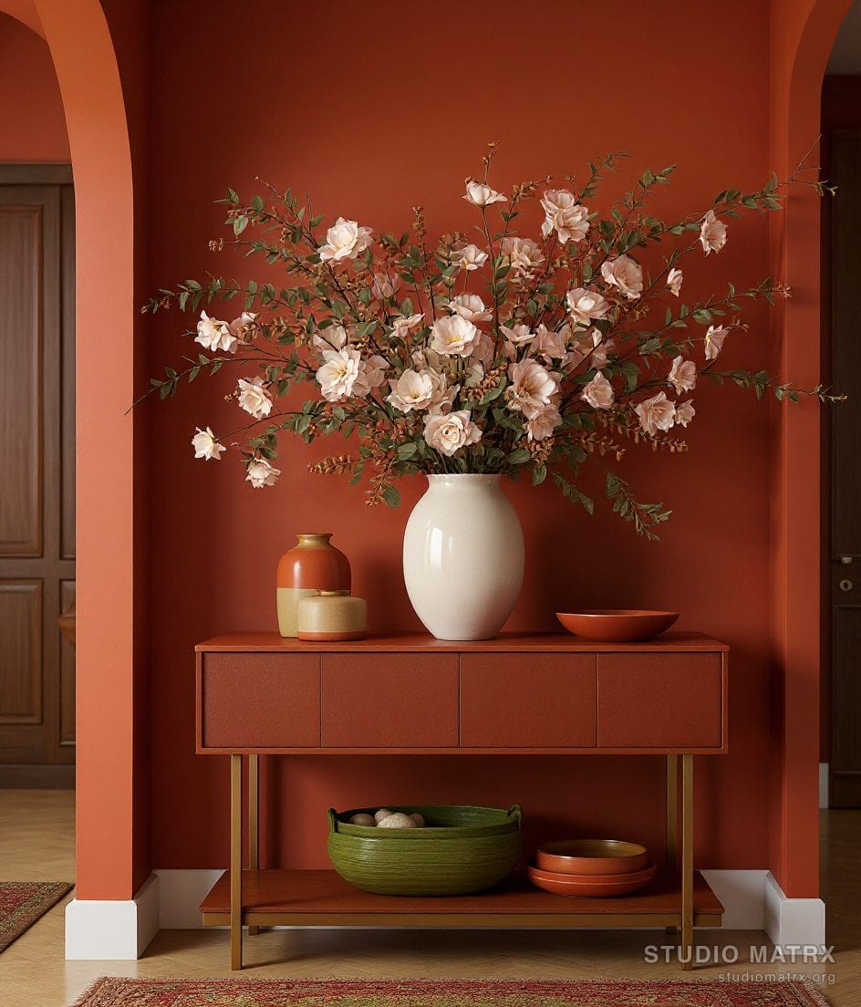 Foyer Vase And Florals Styling — Terracotta & Olive