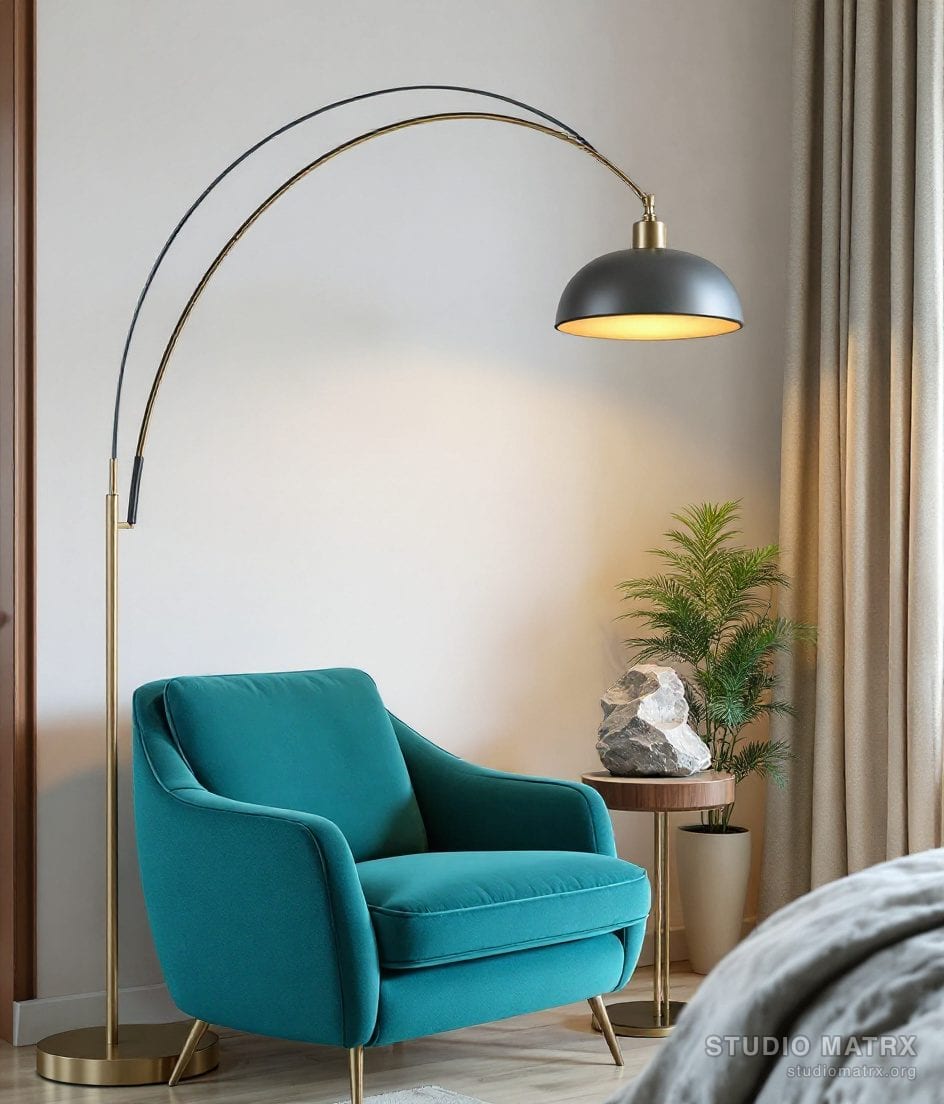 Sculptural Living Room Reading Corner — Blue & Ivory