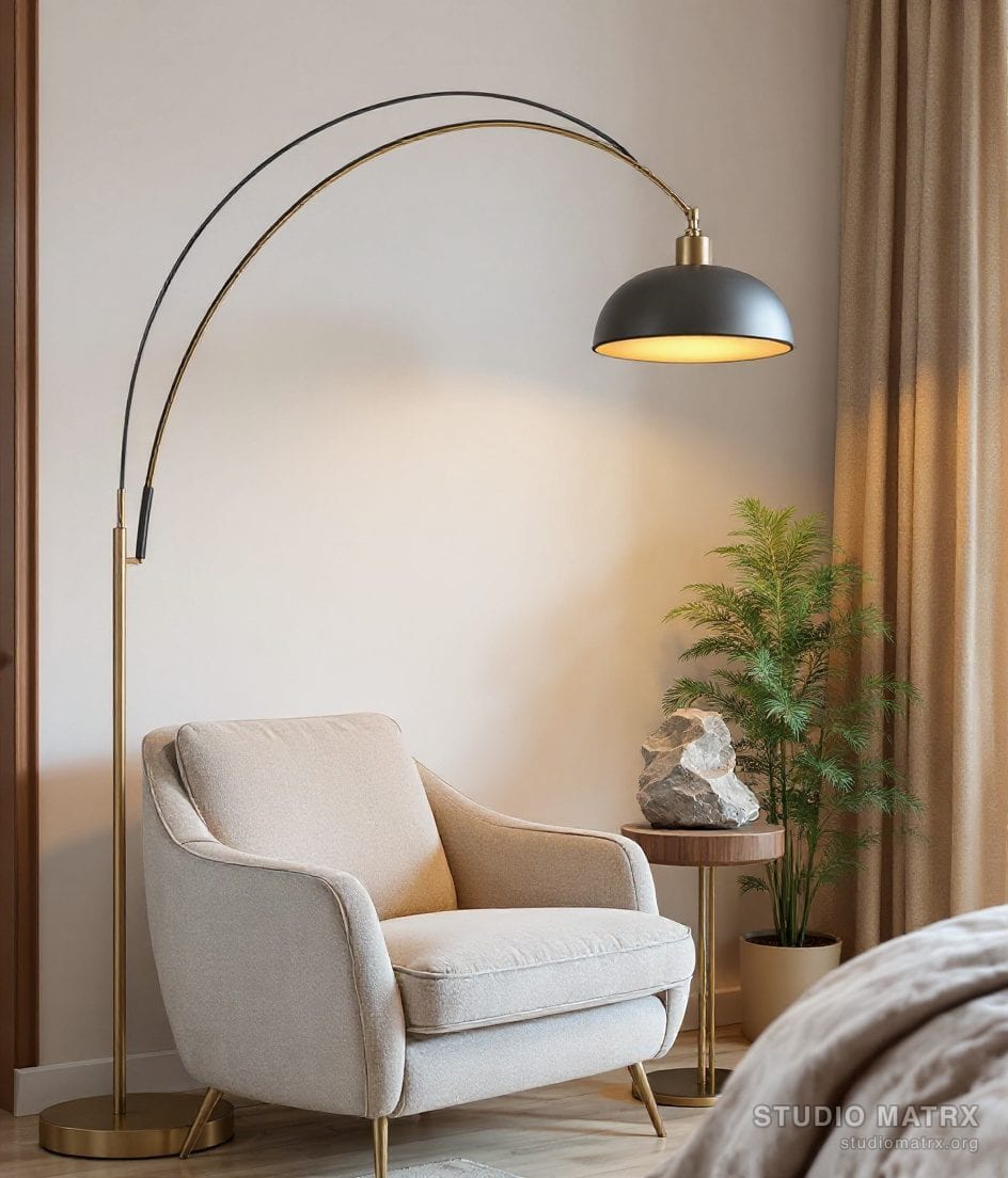 Sculptural Living Room Reading Corner — Warm Neutral