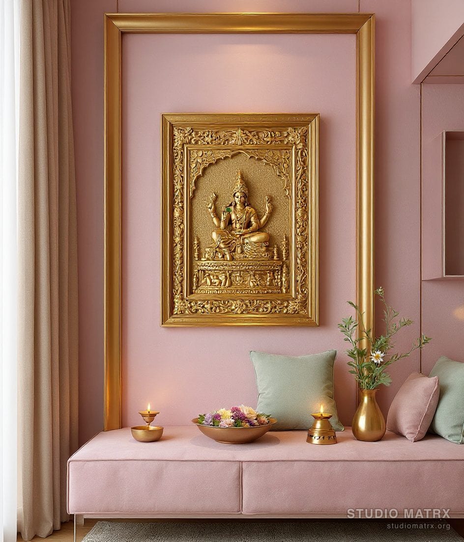 Pooja Room Traditional Wall Art — Blush & Sage