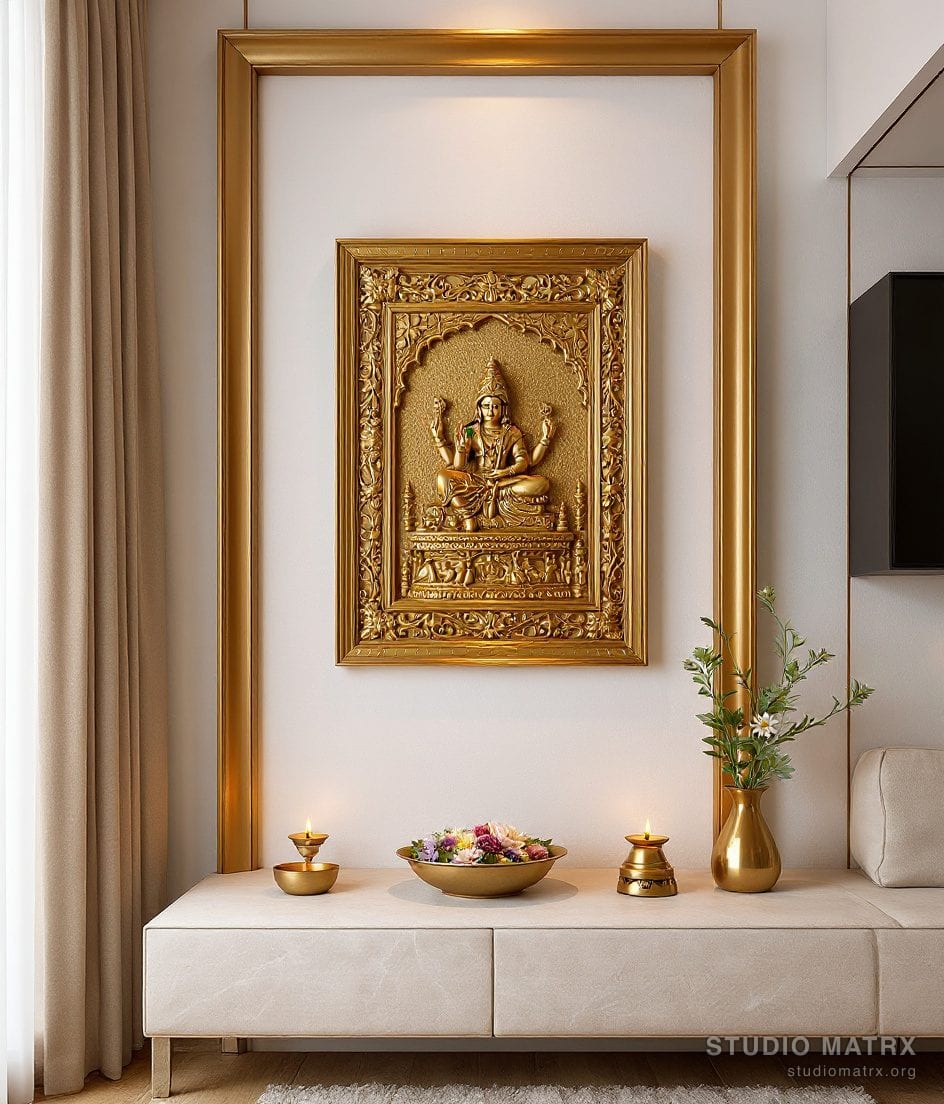 Pooja Room Traditional Wall Art — Warm Neutral