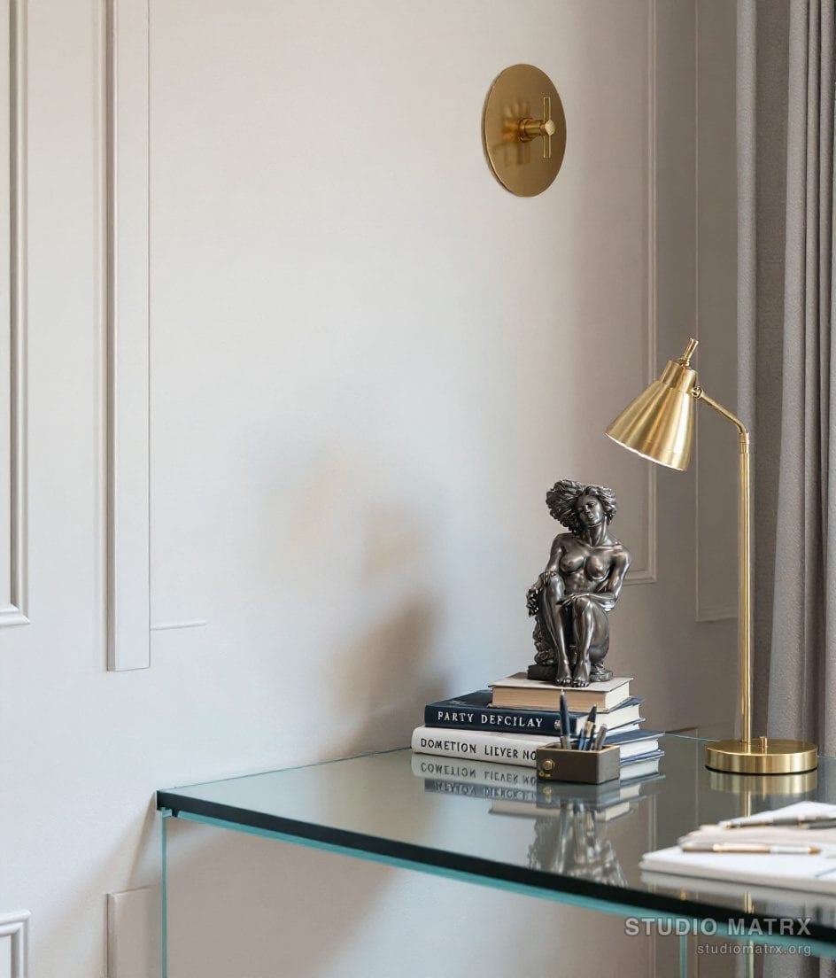 Study Desk Sculpture Accent — Blue & Ivory