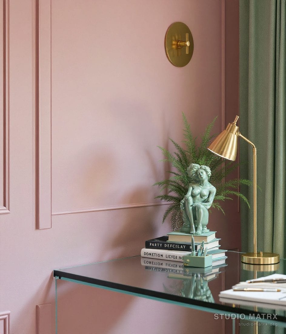 Study Desk Sculpture Accent — Blush & Sage