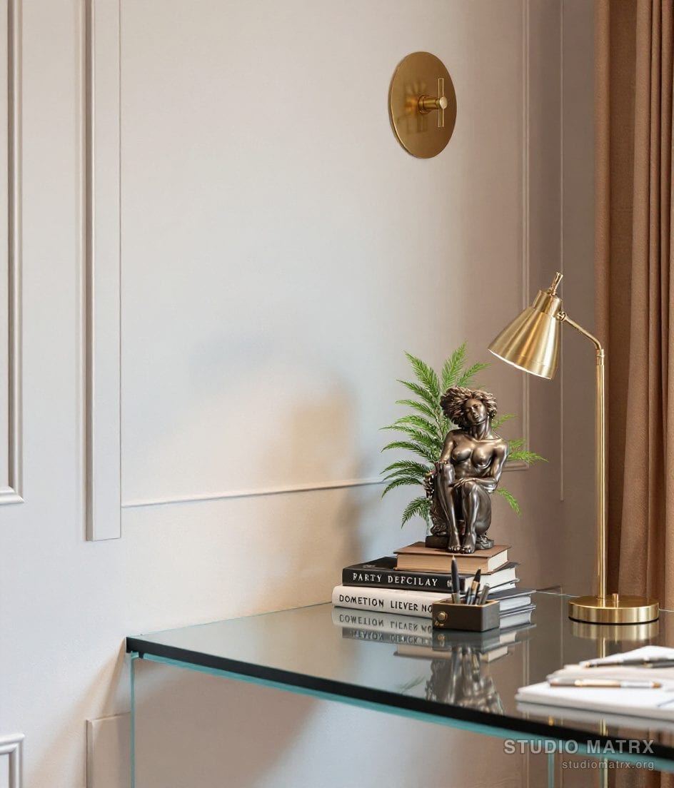 Study Desk Sculpture Accent — Warm Neutral