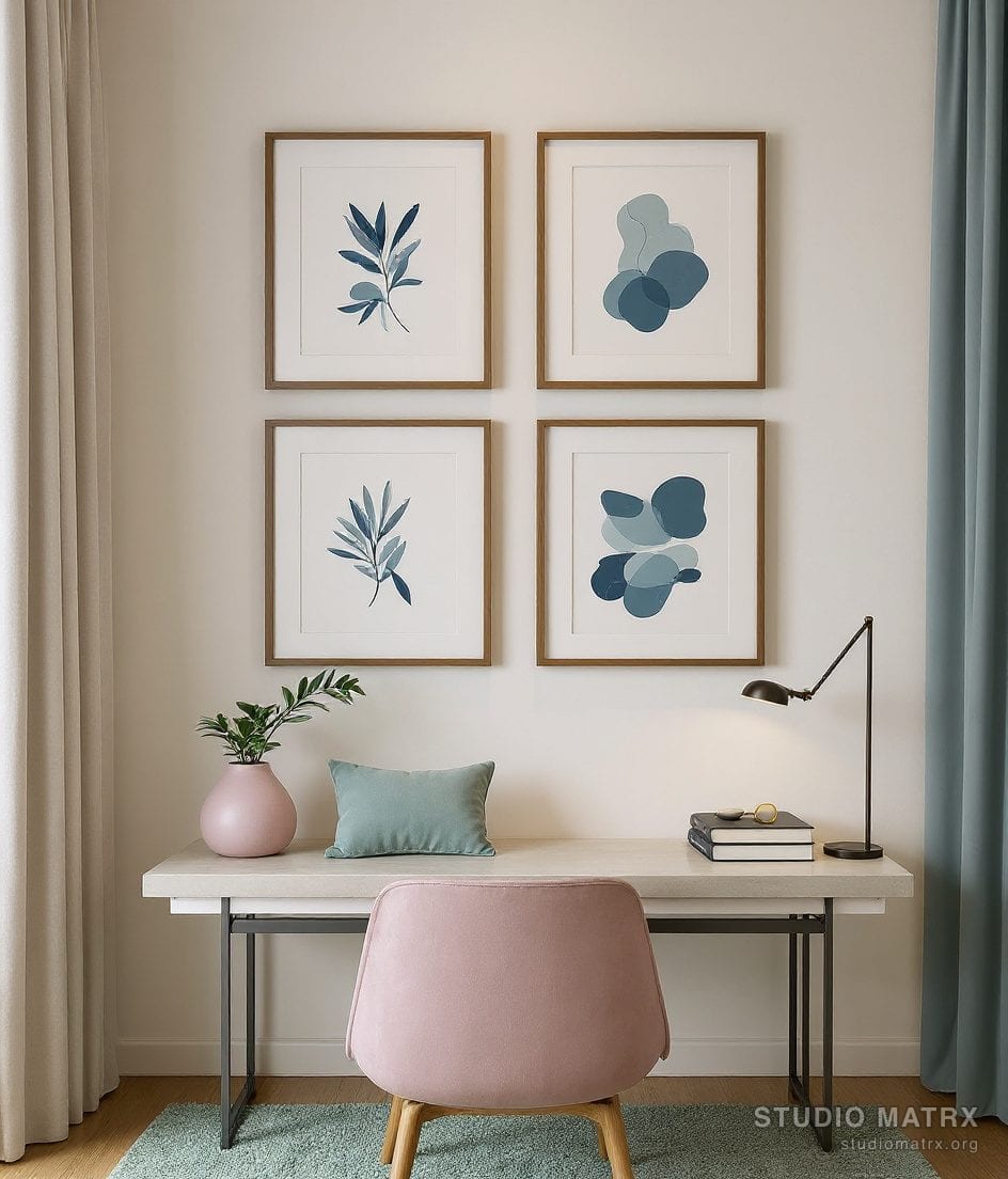 Study Framed Prints Gallery — Blush & Sage