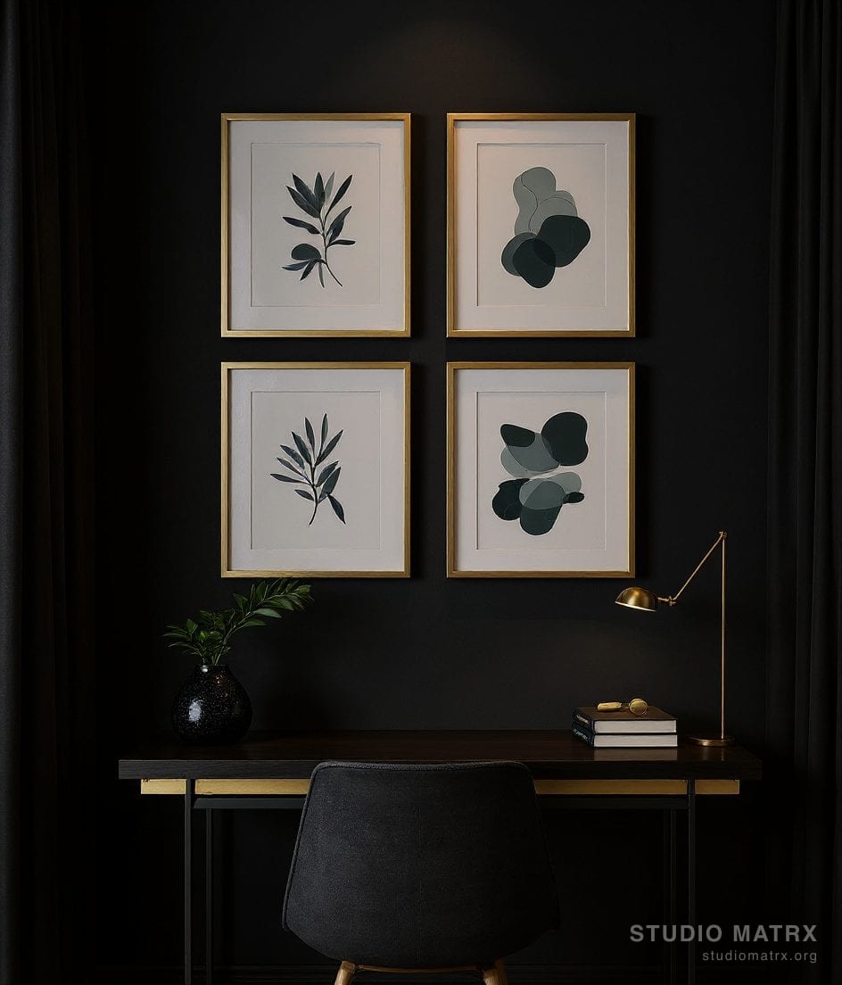 Study Framed Prints Gallery — Charcoal & Gold