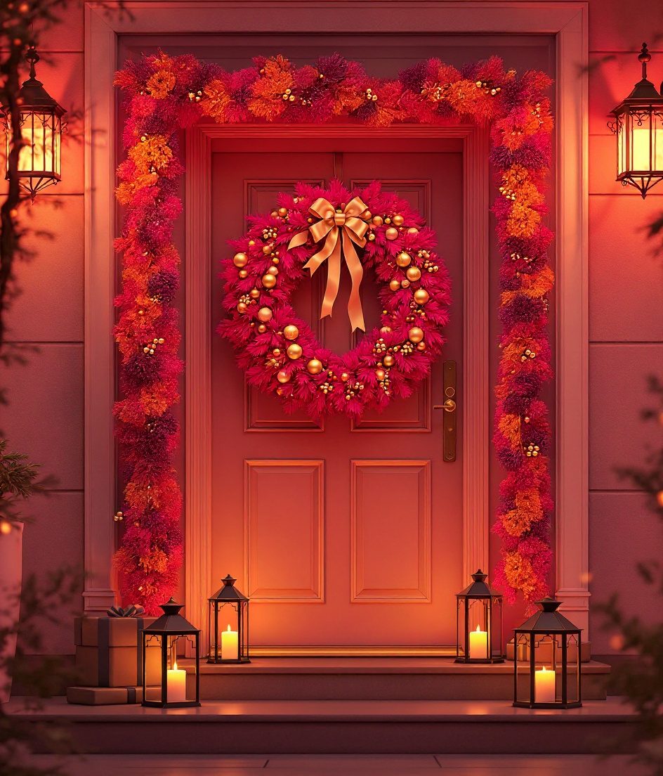 Christmas Door Wreath Entrance — Marigold & Magenta