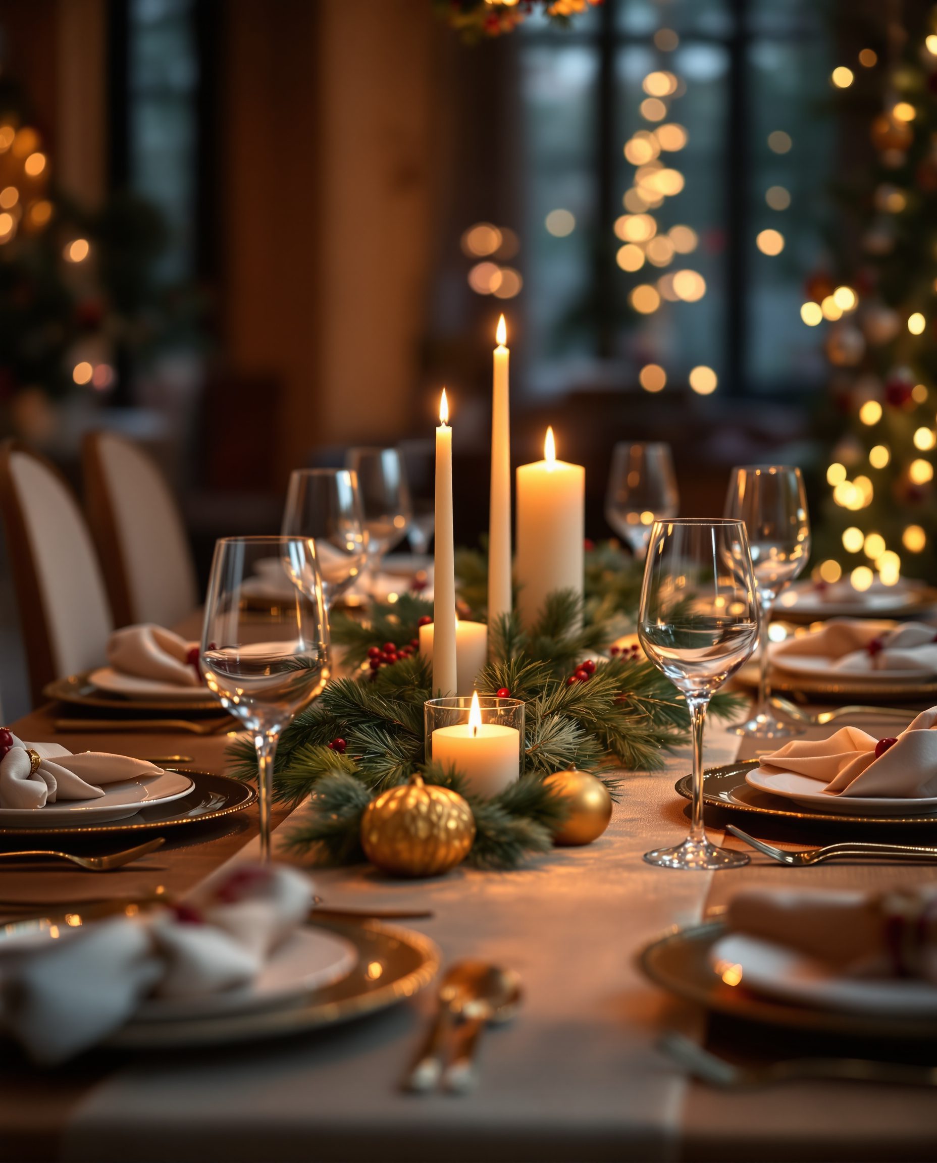 Christmas Festive Dining Table — Gold & Crimson