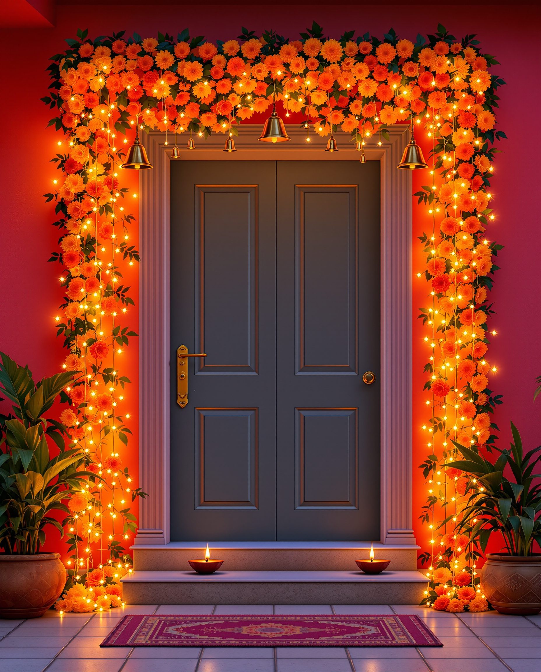 Lit Toran Doorway Display