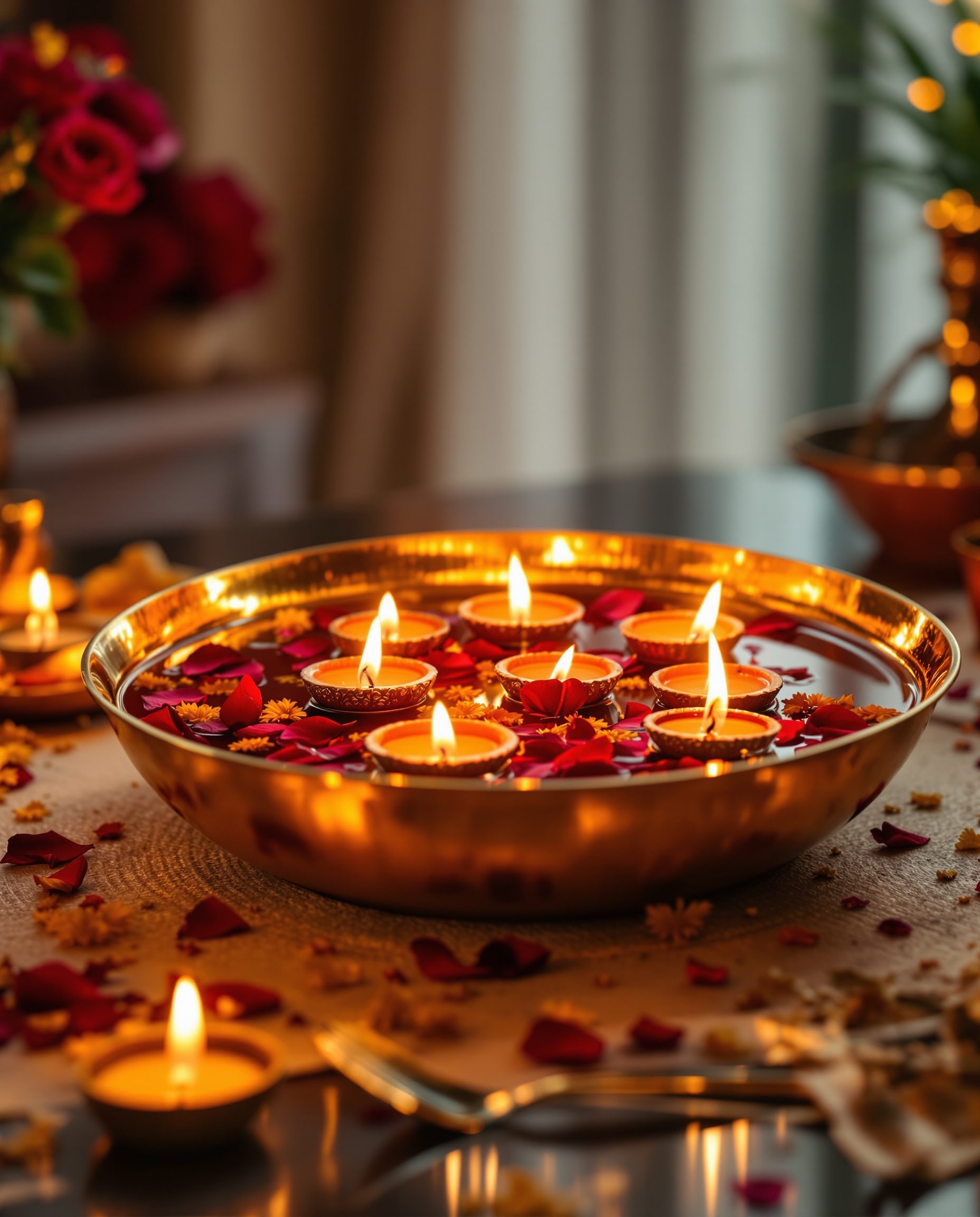 Floating Diya Flower Urli