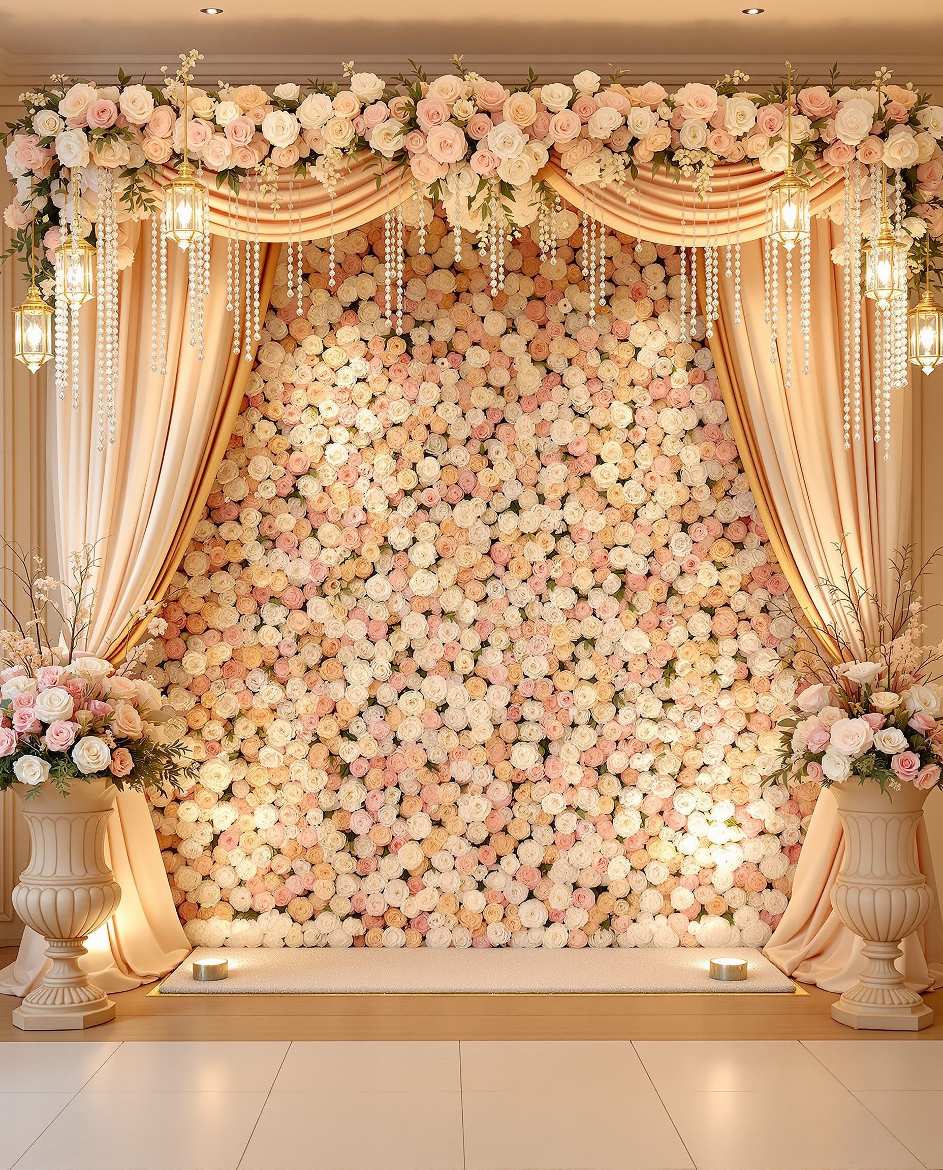 Festive Celebration Backdrop — Ivory & Rose-Gold