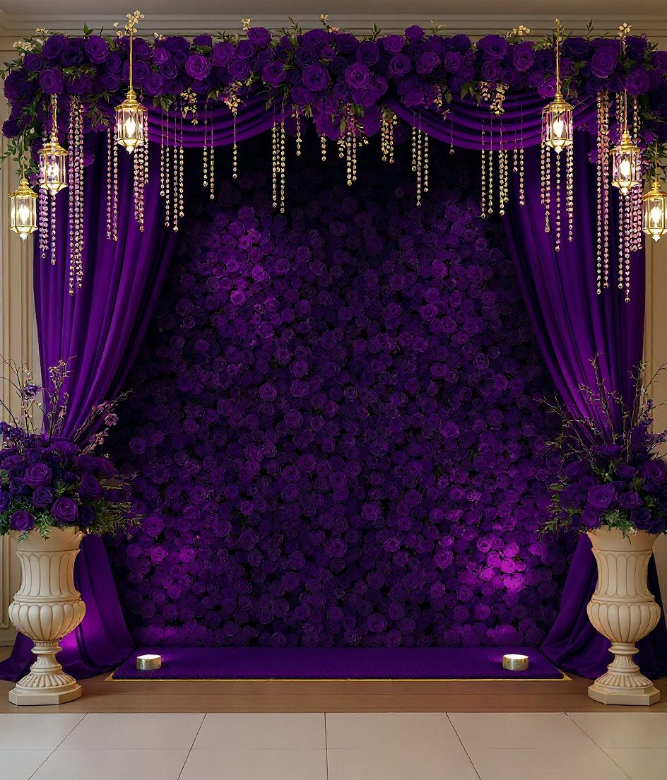 Festive Celebration Backdrop — Purple & Gold