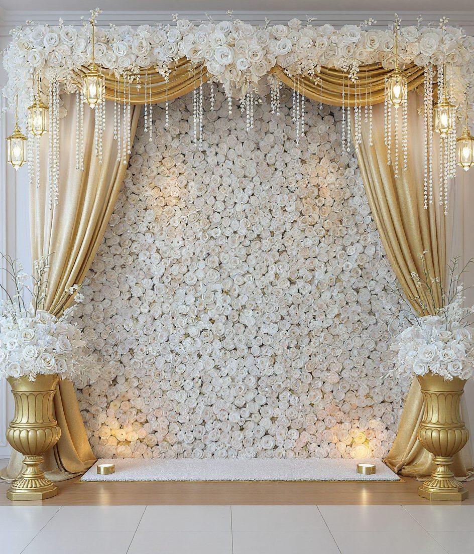 Festive Celebration Backdrop — White & Gold