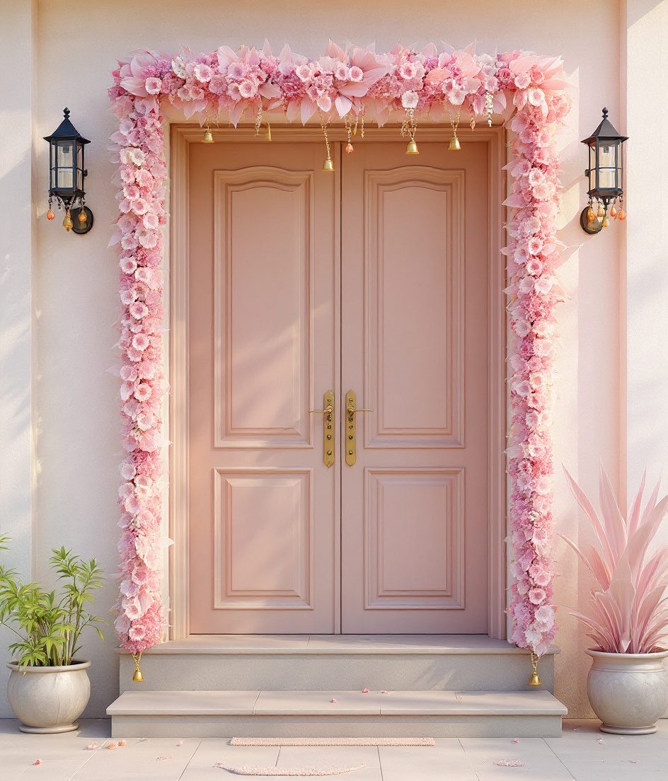 Festive Front-Door Toran — Ivory & Rose-Gold