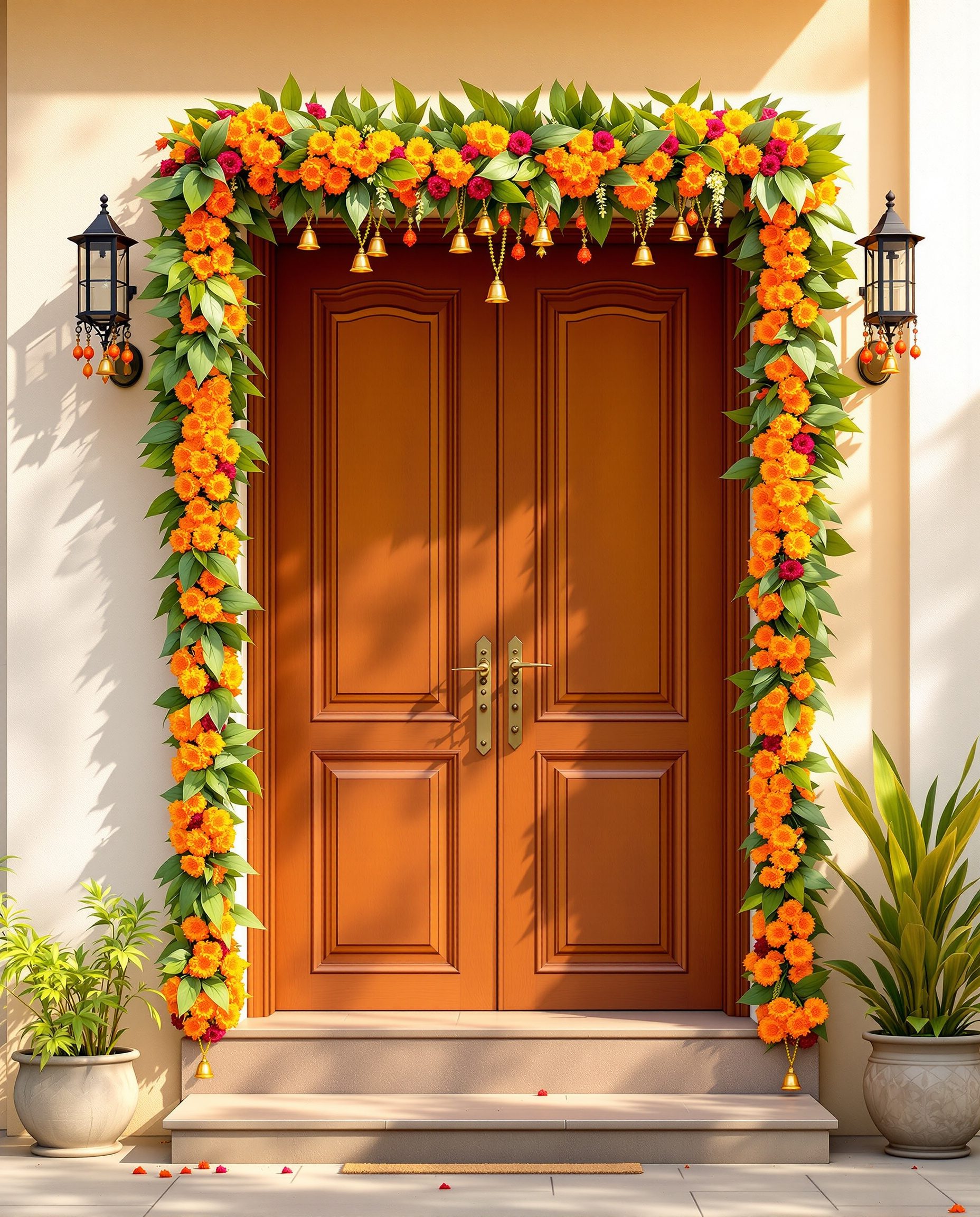 Festive Front-Door Toran — Marigold & Magenta