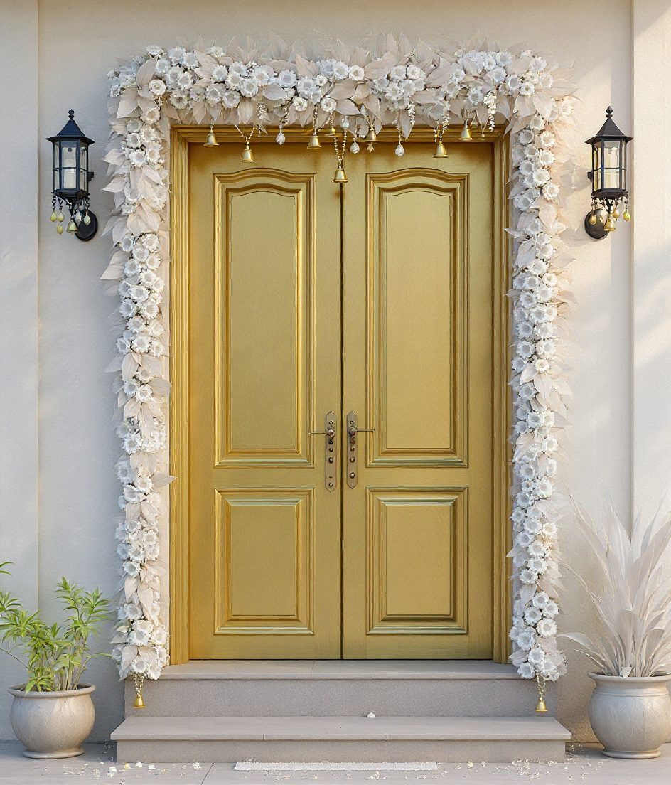 Festive Front-Door Toran — White & Gold