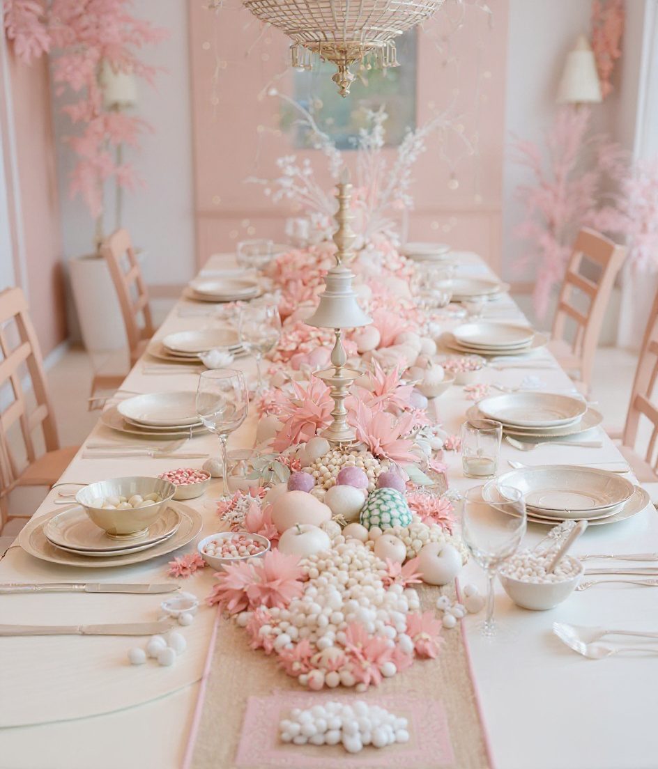 Festive Harvest Dining Decor — Ivory & Rose-Gold