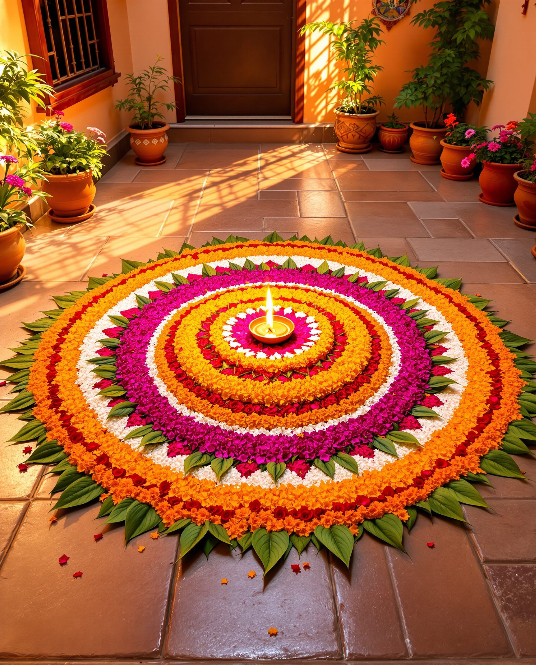 Fresh Flower Rangoli Courtyard