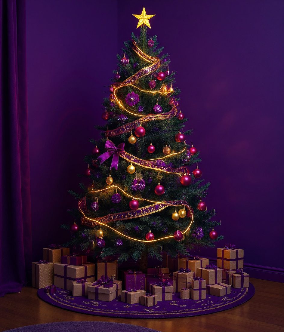 Living Room Christmas Tree — Purple & Gold
