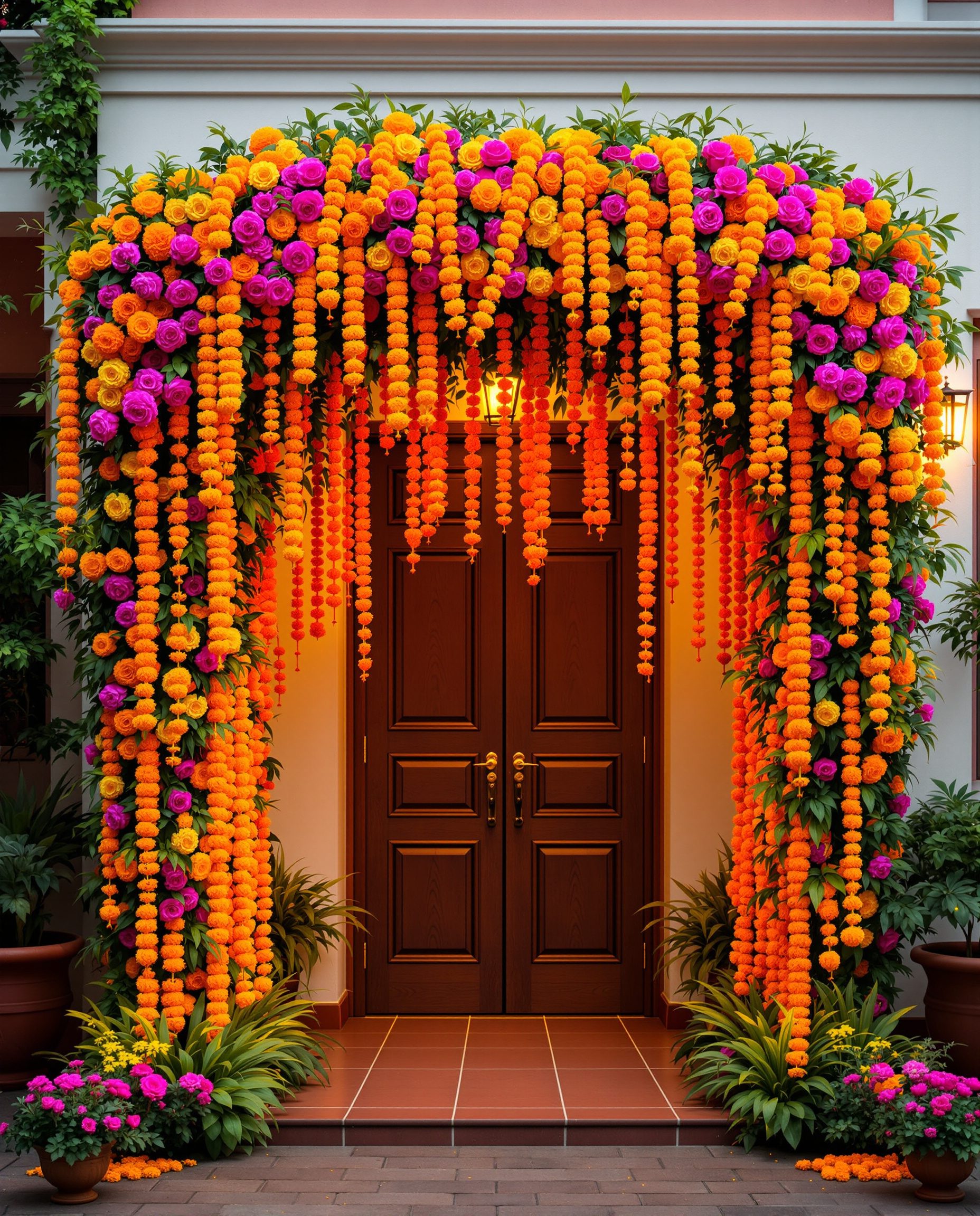 Marigold Garland Entrance Arch — Marigold & Magenta