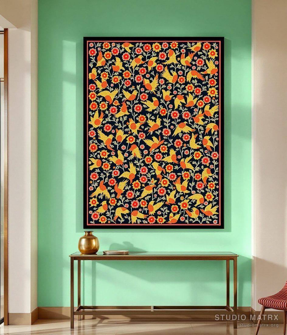 Gond Birds Of Life — Sage Wall