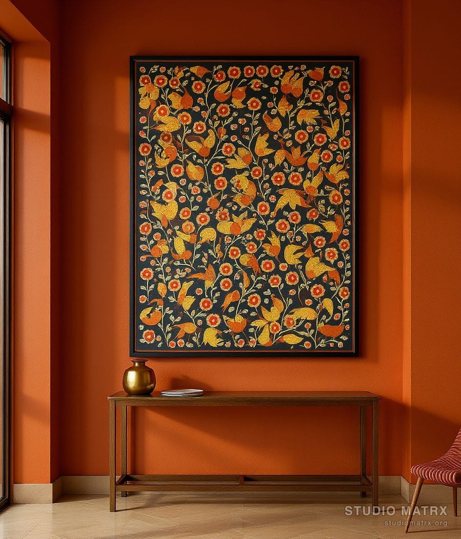 Gond Birds Of Life — Terracotta Wall