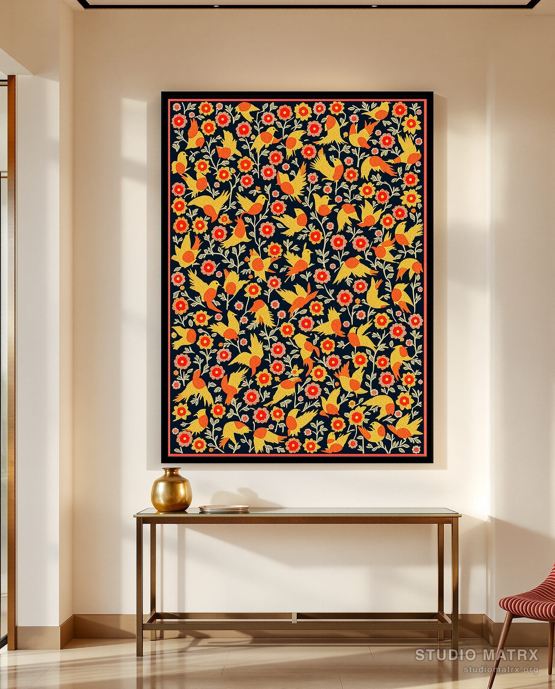 Gond Birds Of Life — Warm White Wall