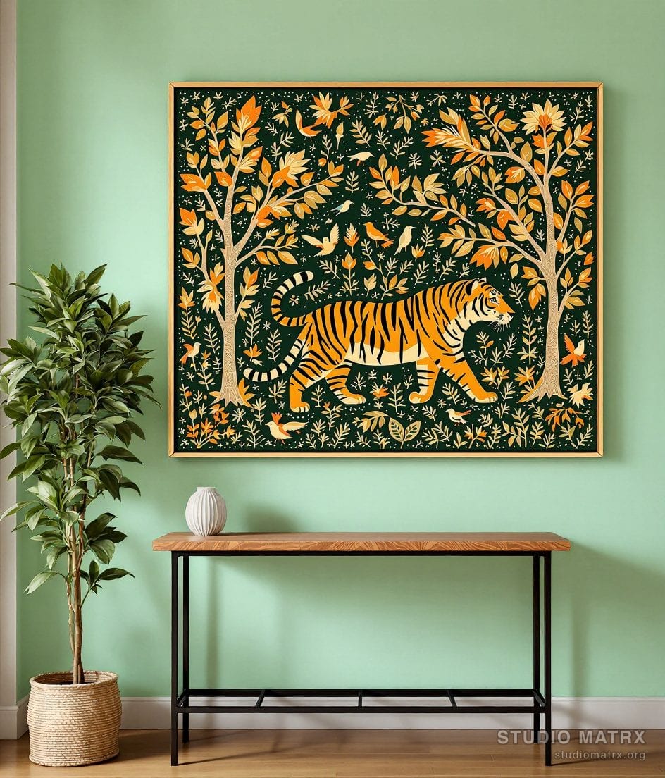 Gond Tiger In The Forest — Sage Wall