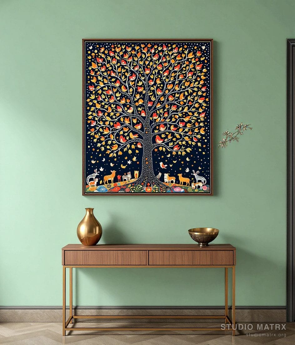 Gond Tree Of Life — Sage Wall