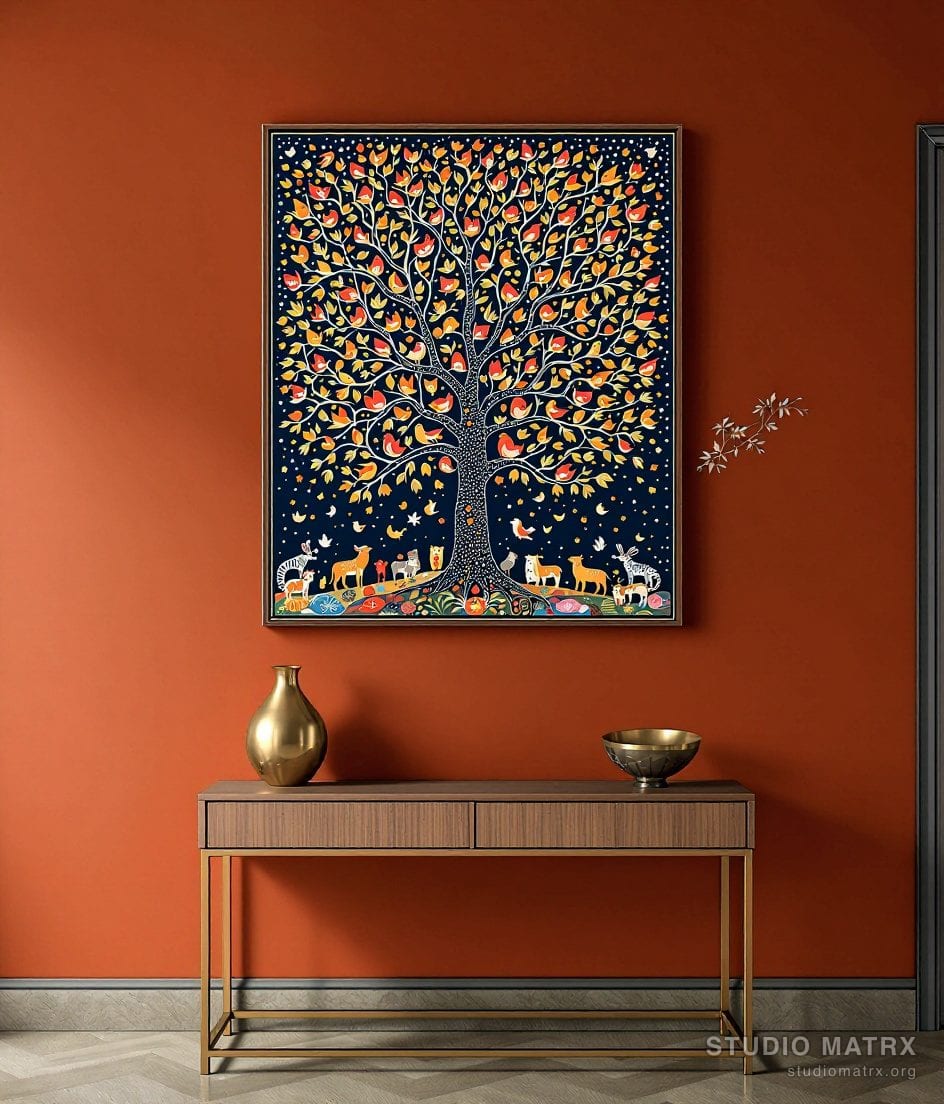 Gond Tree Of Life — Terracotta Wall