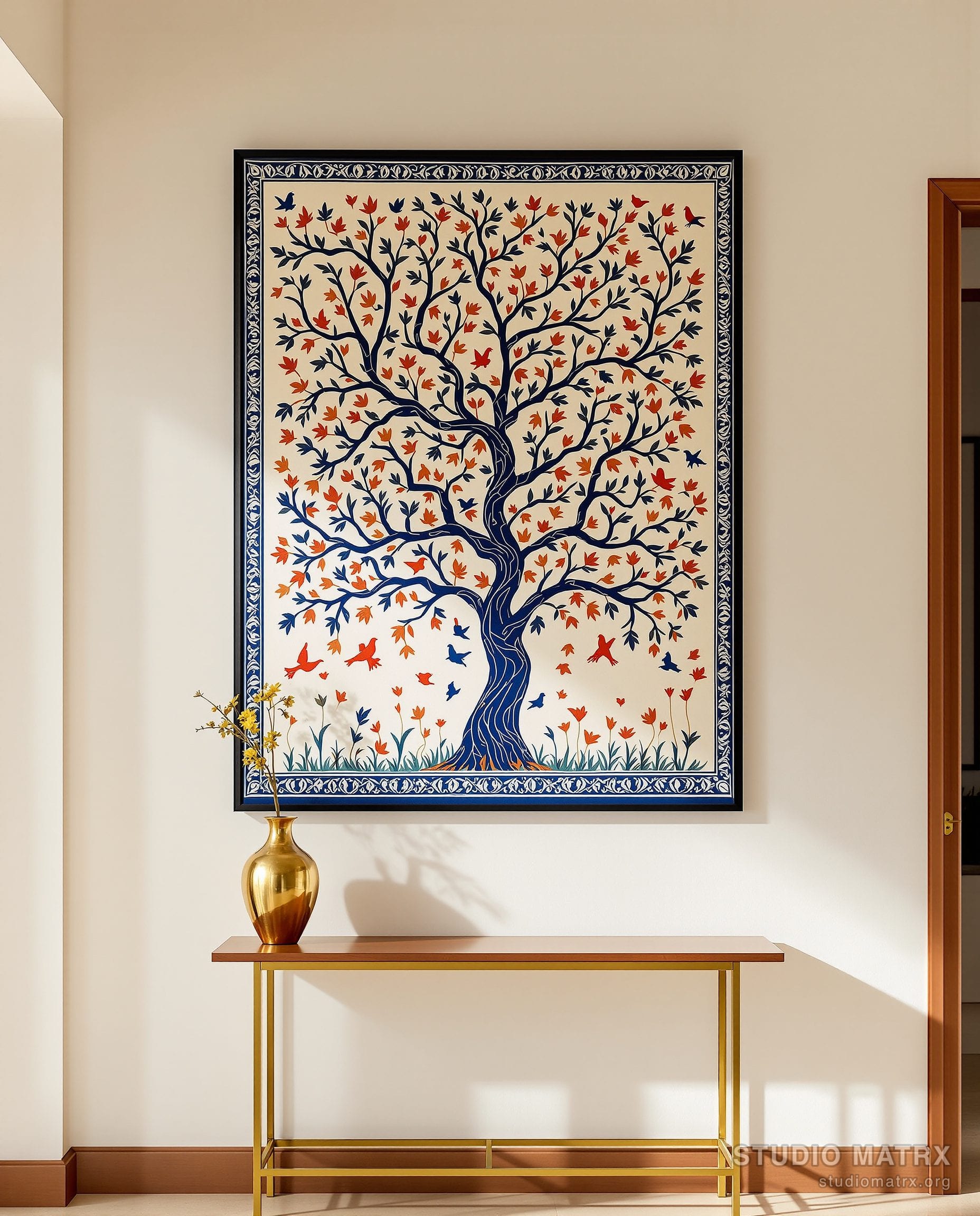 Kalamkari Tree Of Life — Warm White Wall