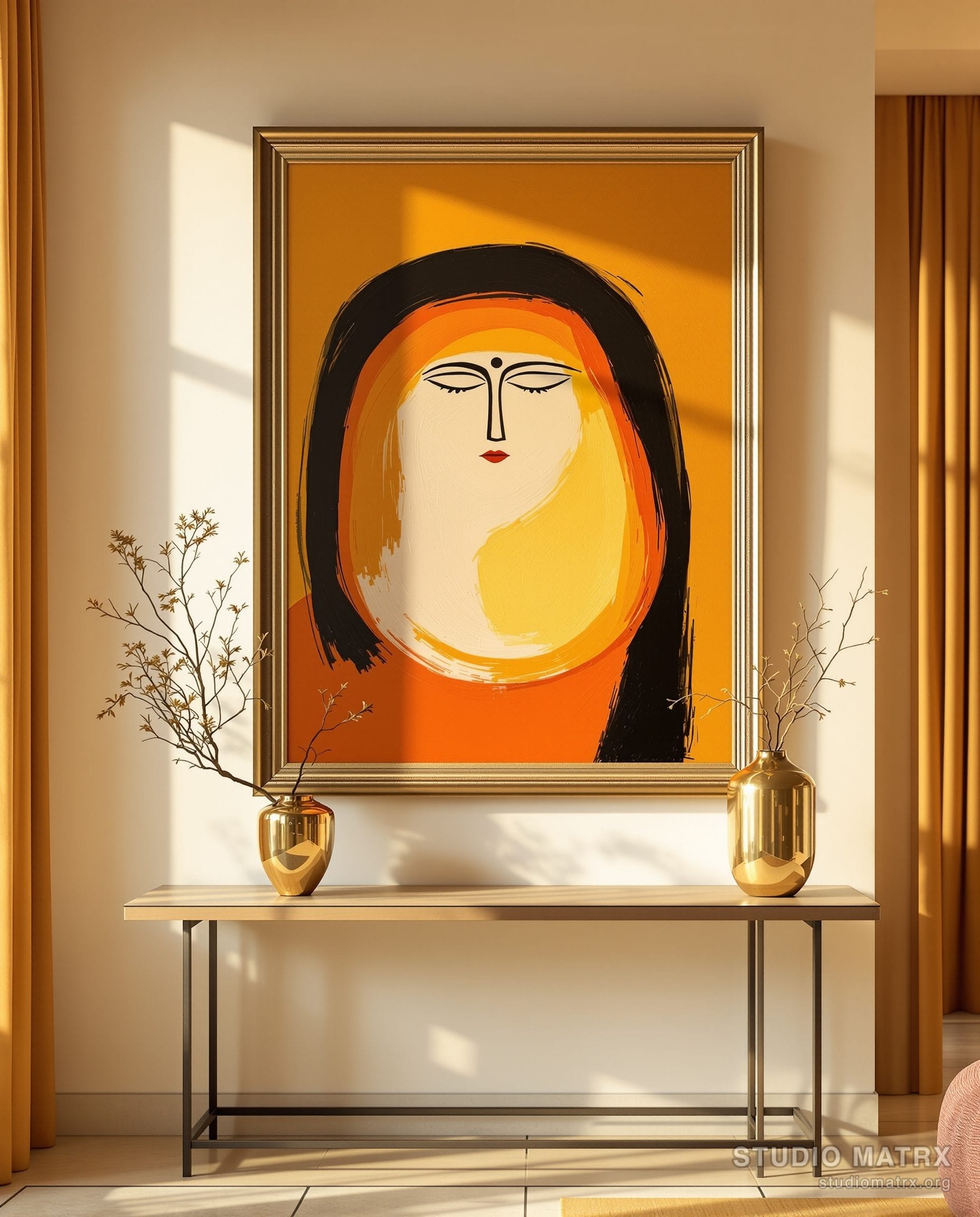 Kalighat Bold Figure — Warm White Wall