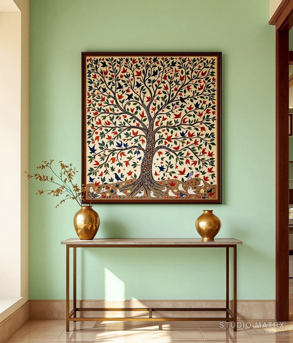 Madhubani Tree Of Life — Sage Wall