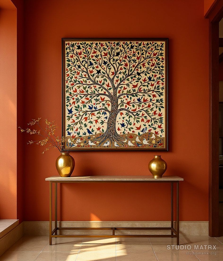 Madhubani Tree Of Life — Terracotta Wall