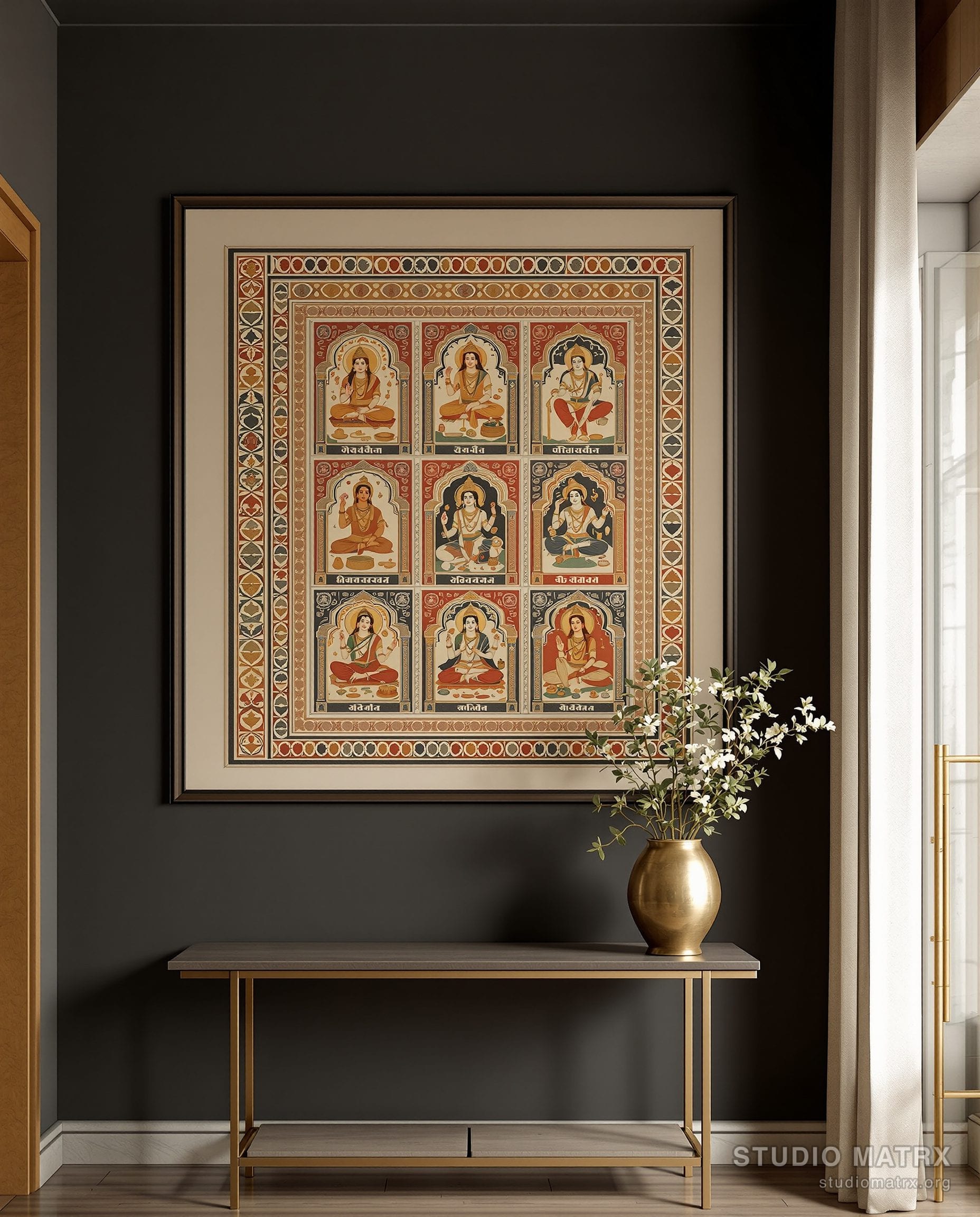 Pattachitra Dashavatar Panel — Charcoal Wall