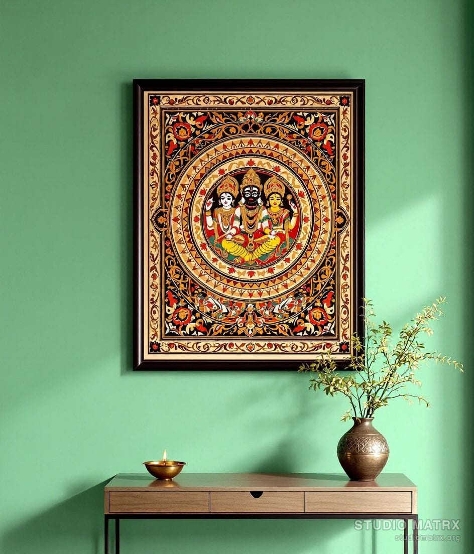 Pattachitra Jagannath Trio — Sage Wall