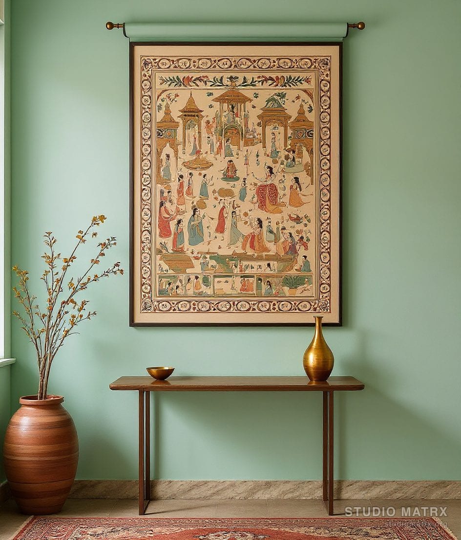 Pattachitra Krishna Leela — Sage Wall