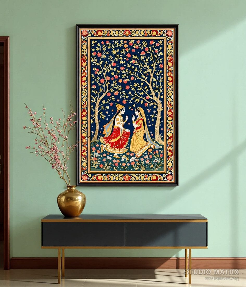 Pattachitra Radha Krishna — Sage Wall