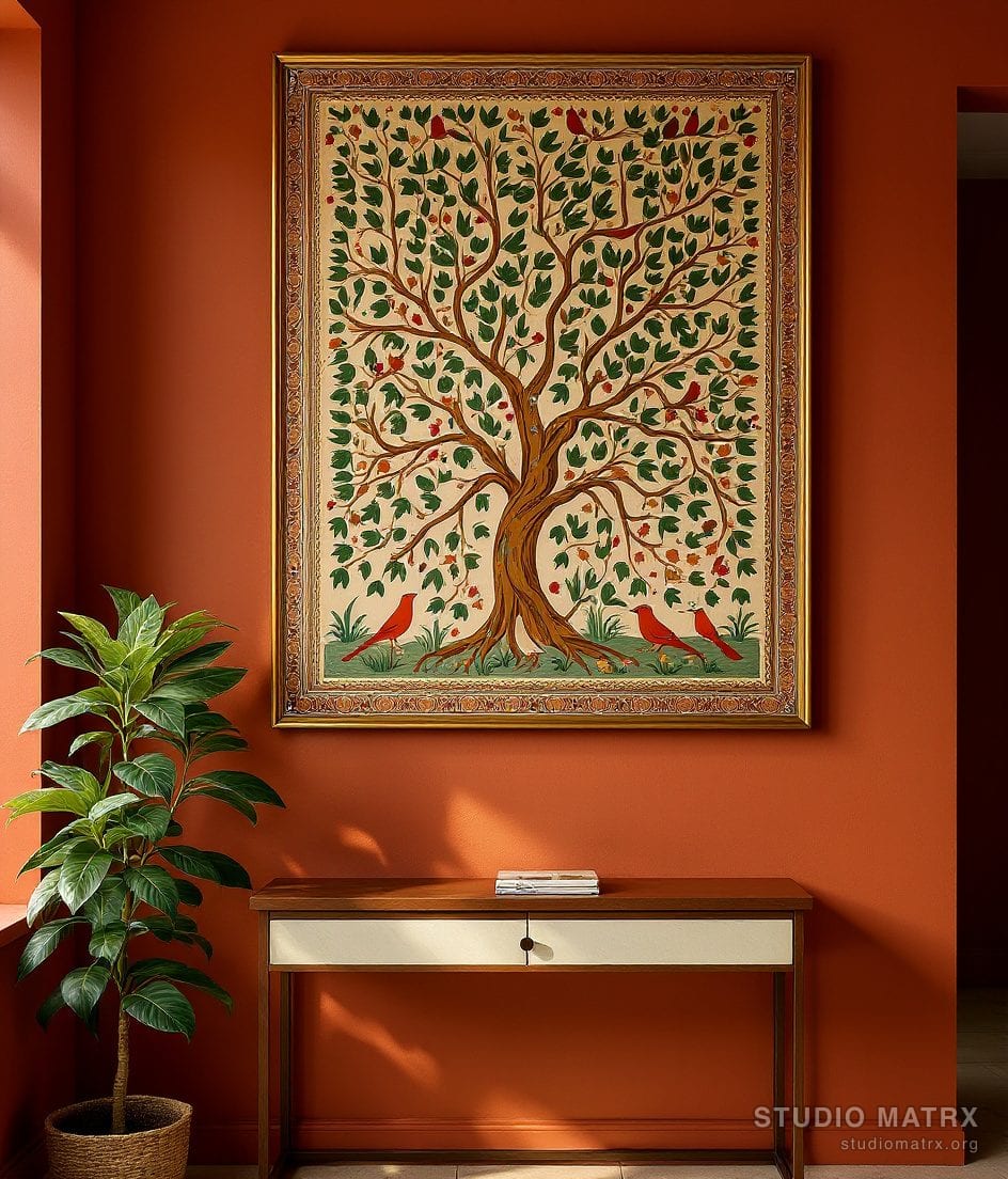 Pattachitra Tree Of Life — Terracotta Wall